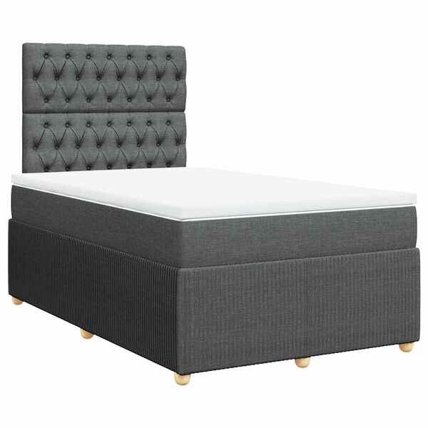 vidaXL Cama box spring con colch&oacute;n tela gris oscuro 120x200 cm