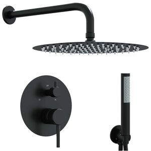 vidaXL Sistema de Ducha Oculta (Circular) Negro Acero Inoxidable 201