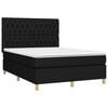 vidaXL Cama box spring colch&oacute;n y luces LED tela negro 140x190 cm