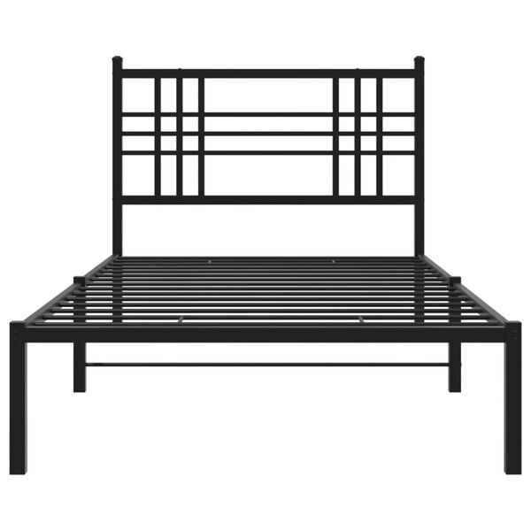 vidaXL Estructura cama sin colch&oacute;n con cabecero metal negro 100x200 cm