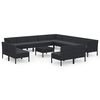 vidaXL Set de muebles de jard&iacute;n 14 pzas cojines rat&aacute;n sint&eacute;tico negro