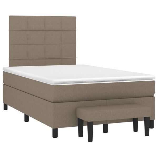 vidaXL Cama box spring con colch&oacute;n tela gris taupe 120x190 cm