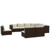 vidaXL Set muebles de jard&iacute;n 9 piezas y cojines rat&aacute;n sint&eacute;tico marr&oacute;n