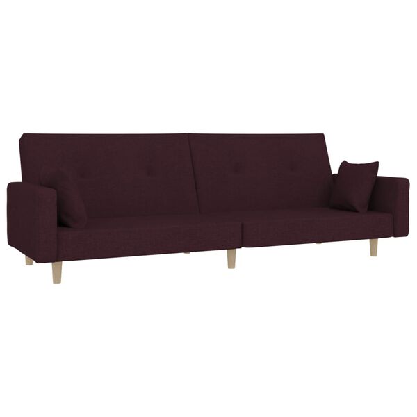 vidaXL Sof&aacute; cama de 2 plazas con dos almohadas tela color morado