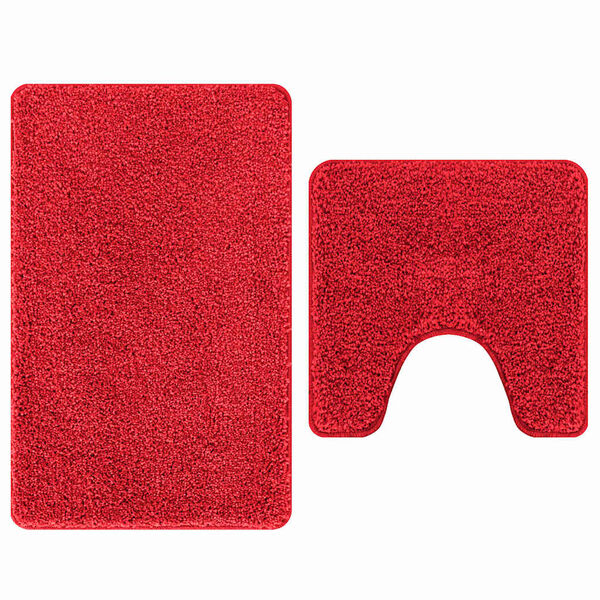 vidaXL Conjunto de alfombra de ba&ntilde;o antideslizante 2 pcs Rojo PP