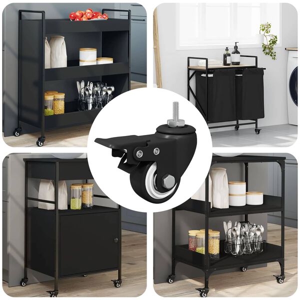 vidaXL Ruedas 12 pcs Negro M6 x 37 mm Hierro y Nailon