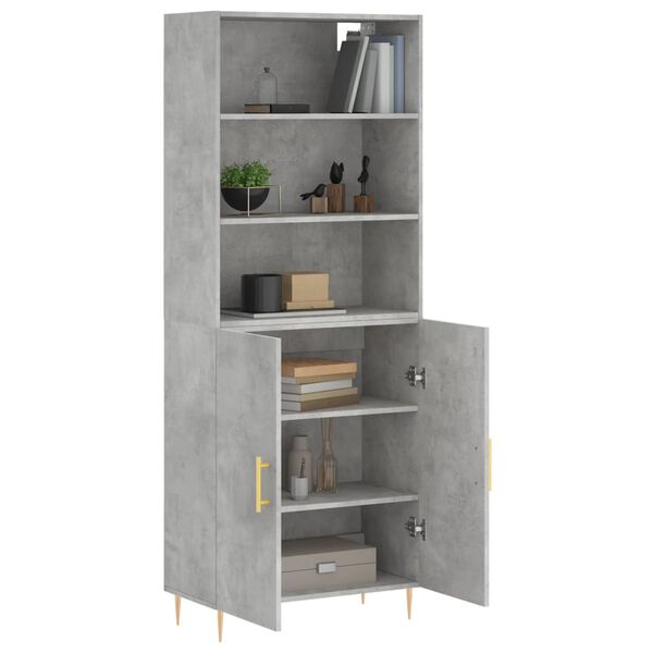 vidaXL Aparador alto madera contrachapada gris hormig&oacute;n 69,5x34x180 cm