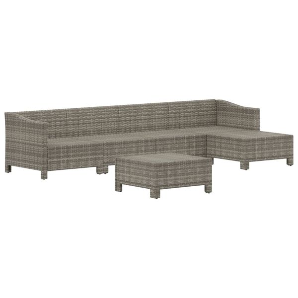 vidaXL Set de muebles de jardín 6 pzas y cojines ratán sintético gris
