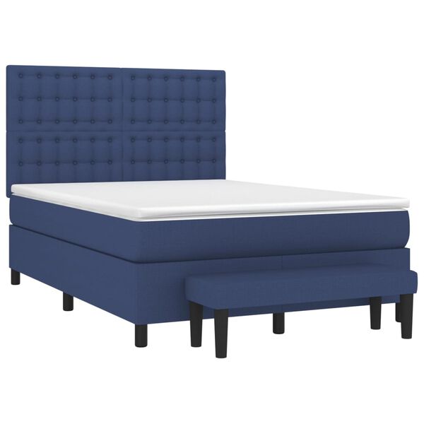 vidaXL Cama box spring con colch&oacute;n tela azul 140x200 cm