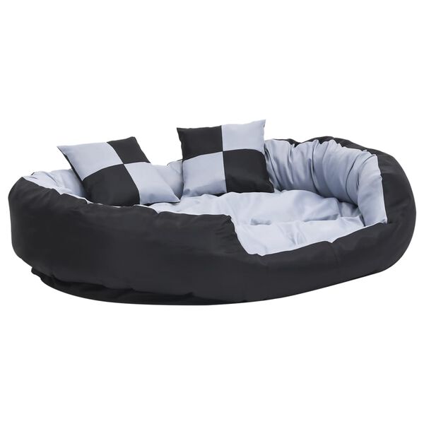 vidaXL Cojín para perro reversible y lavable gris y negro 110x80x23 cm