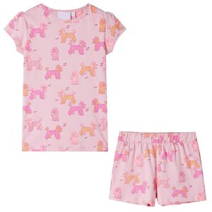vidaXL Pijama infantil de manga corta rosa claro 92