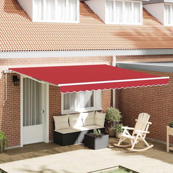 vidaXL Toldo Retr&aacute;ctil Manual Rojo 400 x 350 cm tela