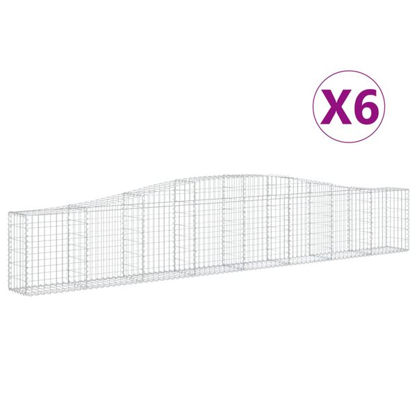 vidaXL Cestas de gaviones 6 uds forma de arco hierro 400x30x60/80 cm