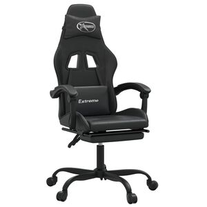 vidaXL Silla gaming giratoria y reposapi&eacute;s cuero sint&eacute;tico negro