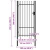 vidaXL Puerta de valla Boxtel de una puerta con punta de acero, 1x2 m, negro