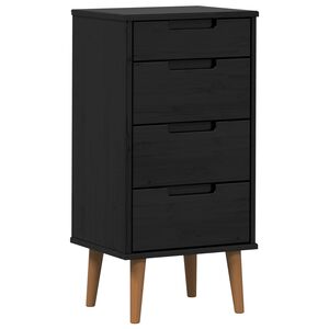 vidaXL Cajonera MOLDE Negro 40 x 35 x 82 cm Madera de Pino Maciza
