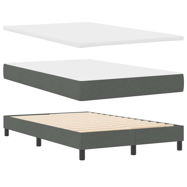 vidaXL Cama tipo Box Spring con colch&oacute;n Gris oscuro 120 x 190 cm tela