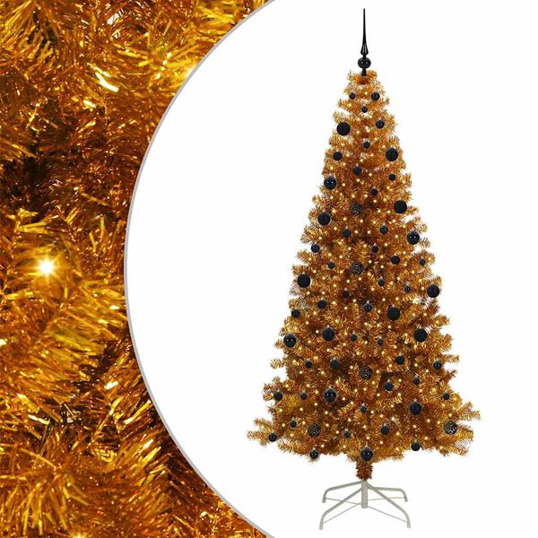 vidaXL &Aacute;rbol de Navidad con 300 LED con soporte Dorado 210 cm PET