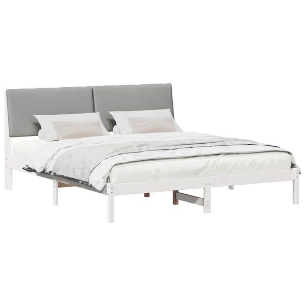 vidaXL Estructura de cama con cabecera y gris claro 200 x 200 cm