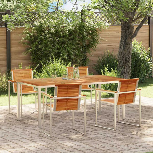 vidaXL Conjunto de Comedor de Jardín 5 pcs Madera de teca maciza