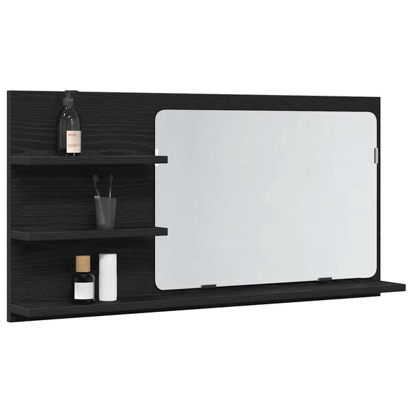 vidaXL Armario de ba&ntilde;o con espejo de roble negro 90x11x45 cm Madera de ingenier&iacute;a