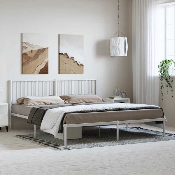 vidaXL Estructura cama sin colchón con cabecero metal blanco 183x213cm