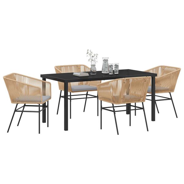 vidaXL Conjunto de Comedor de Jard&iacute;n con coj&iacute;n 5 pcs Marr&oacute;n