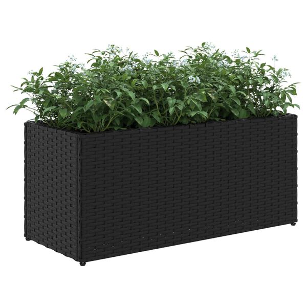 vidaXL Jardineras con 2 maceteros 2 uds rat&aacute;n PE negro 72x30x32 cm