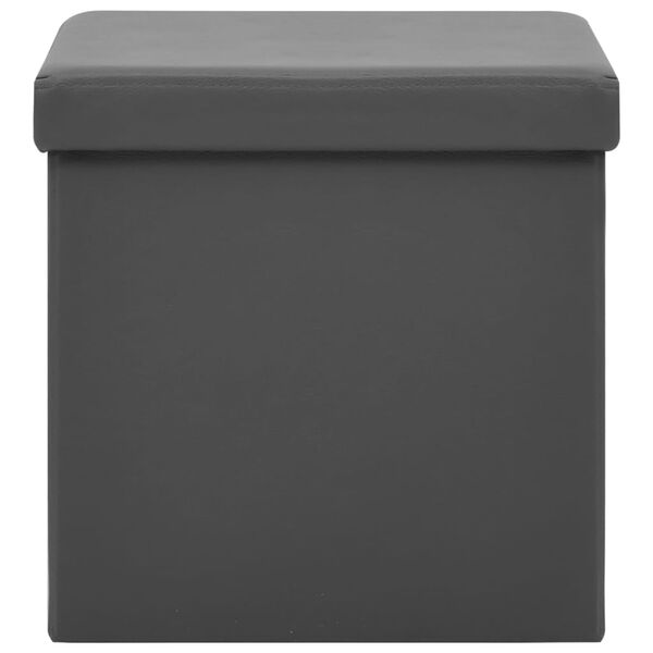 vidaXL Taburete con almacenaje plegable gris PVC