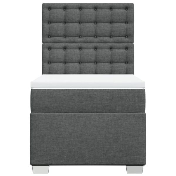 vidaXL Cama box spring con colch&oacute;n tela gris oscuro 90x200 cm