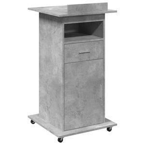vidaXL Atril con ruedas y caj&oacute;n madera ingenier&iacute;a hormig&oacute;n 55x55x107cm