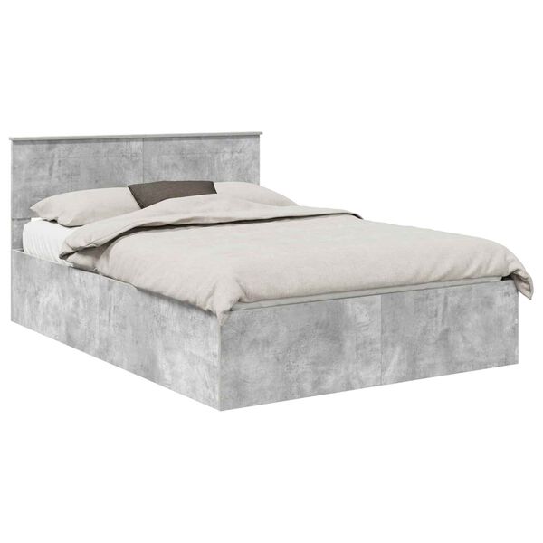 vidaXL Estructura de cama con cabecera Gris Concreto 150 x 200 cm