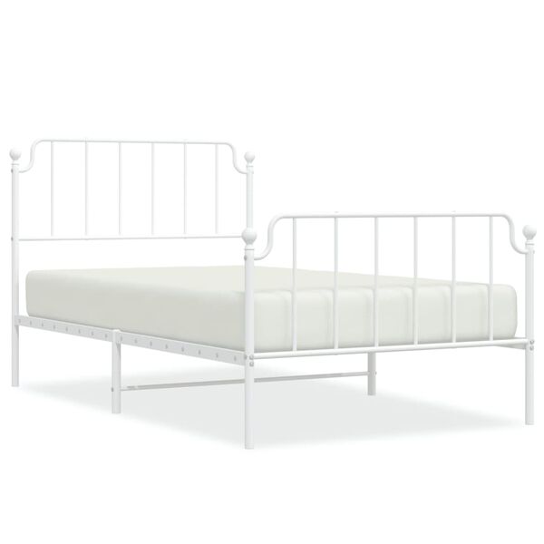 vidaXL Estructura cama sin colch&oacute;n con estribo metal blanco 107x203 cm