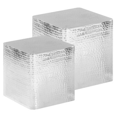 vidaXL Mesas de centro 2 piezas aluminio plateado