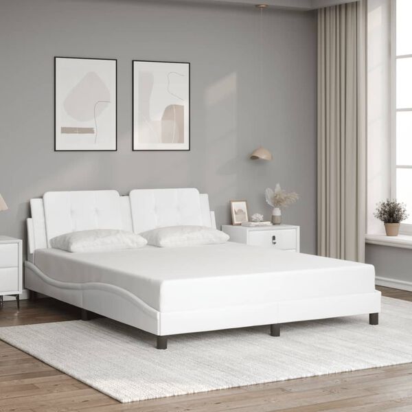 vidaXL Estructura de cama con LED sin colch&oacute;n Zadar blanco 160x200 cm