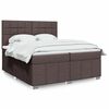 vidaXL Cama box spring con colch&oacute;n tela marr&oacute;n oscuro 200x200 cm