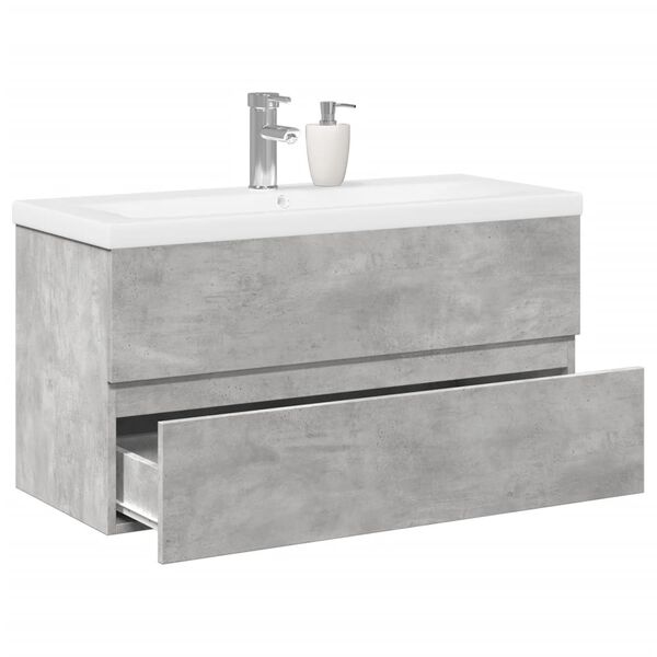 vidaXL Set muebles de ba&ntilde;o 2 piezas madera contrachapada gris hormig&oacute;n