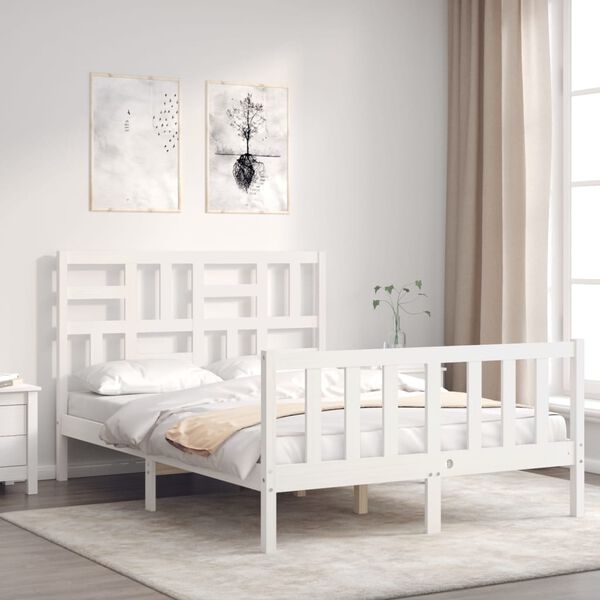 vidaXL Estructura de cama sin colch&oacute;n madera de pino blanca 120x200 cm