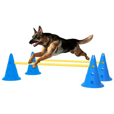 vidaXL Juego de obstáculos para perros azul y amarillo