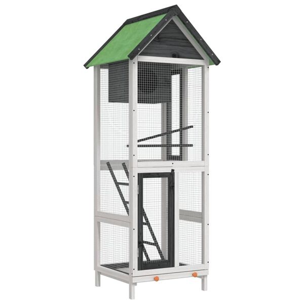 vidaXL Casita para p&aacute;jaros madera maciza pino gris 60x58,5x160 cm
