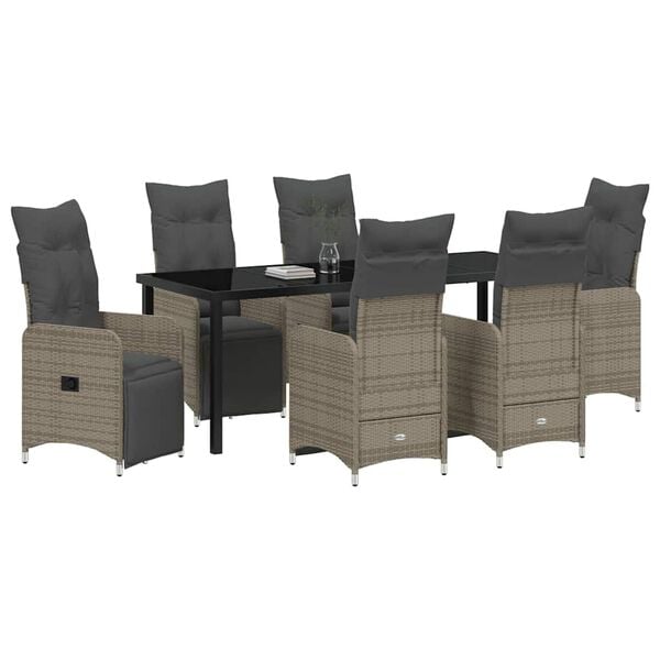 vidaXL Conjunto de Comedor de Jard&iacute;n 7 pcs Beige rat&aacute;n sint&eacute;tico