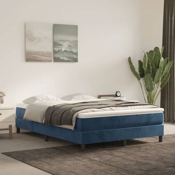 vidaXL Estructura de cama con somier terciopelo azul oscuro 140x200cm