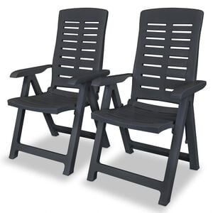 vidaXL Sillas plegables reclinables, 2 unidades, pl&aacute;stico antracita