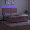 vidaXL Cama box spring colch&oacute;n y LED terciopelo rosa 180x200 cm