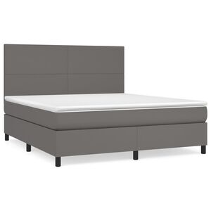 vidaXL Cama box spring con colch&oacute;n cuero sint&eacute;tico gris 180x200 cm
