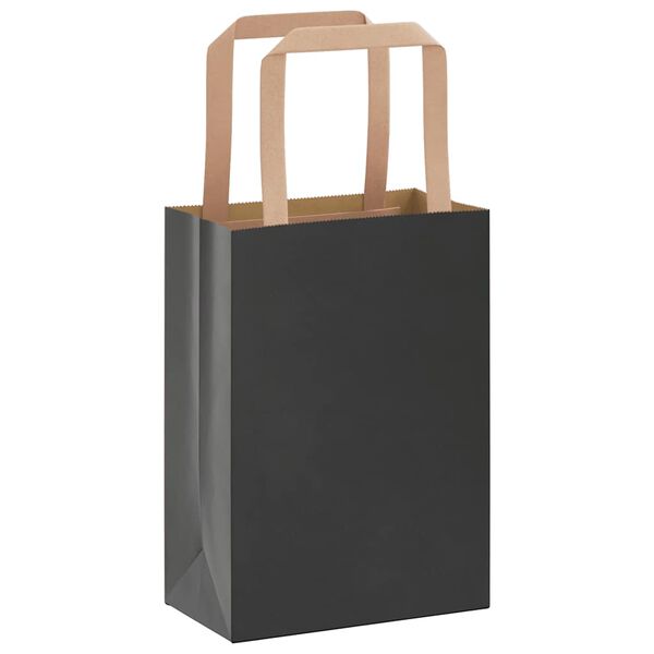 vidaXL Bolsas de papel con asas 250 uds negra 15x8x21 cm