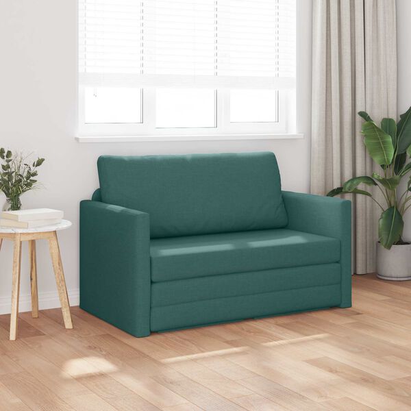vidaXL Sof&aacute; cama 110cm Verde oscuro tela