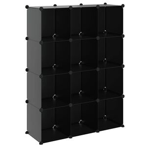 vidaXL Estanter&iacute;a de cubos con 12 compartimentos negro PP