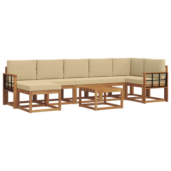 vidaXL Conjunto de sof&aacute;s de exterior con coj&iacute;n 8 pcs Natural y Beige