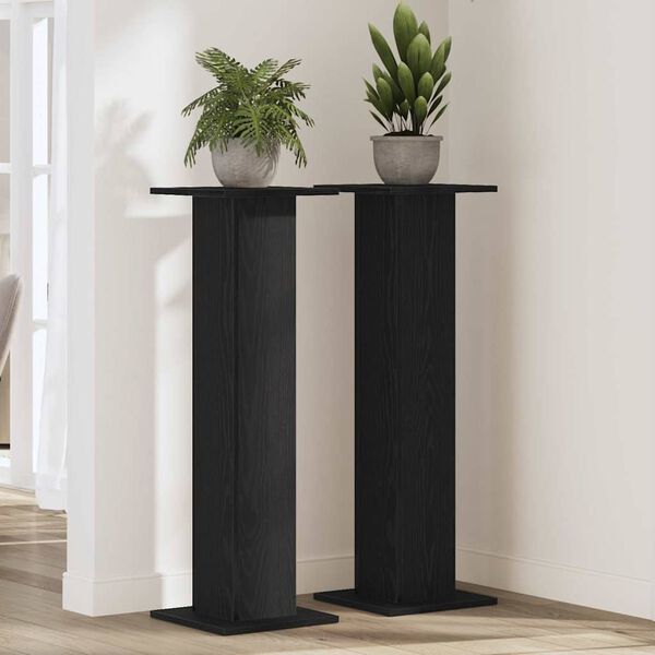 vidaXL Soporte de plantas 2 pcs Roble Negro 30 x 30 x 95 cm